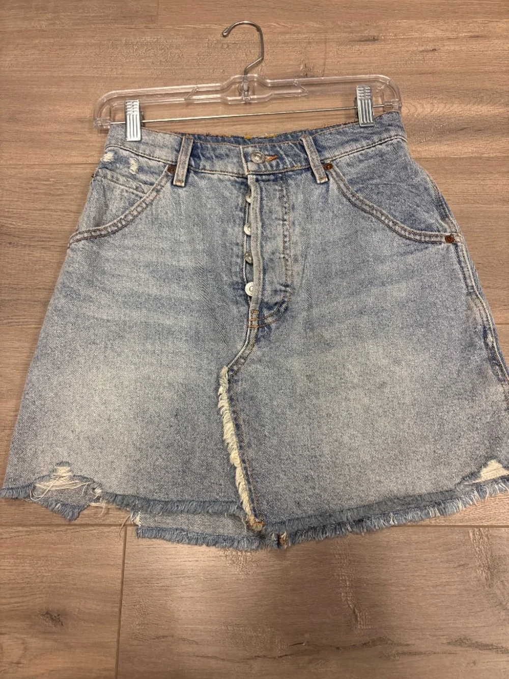 We The Free People Brea distressed denim skirt